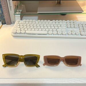 ASOS Green and pink sunglasses two for one slight cat eye shape summer